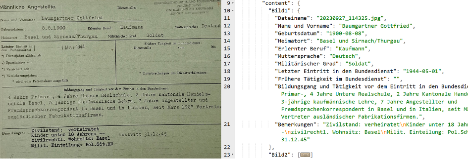 Eine Karteikarte mit Text und der Text in strukturierter Form